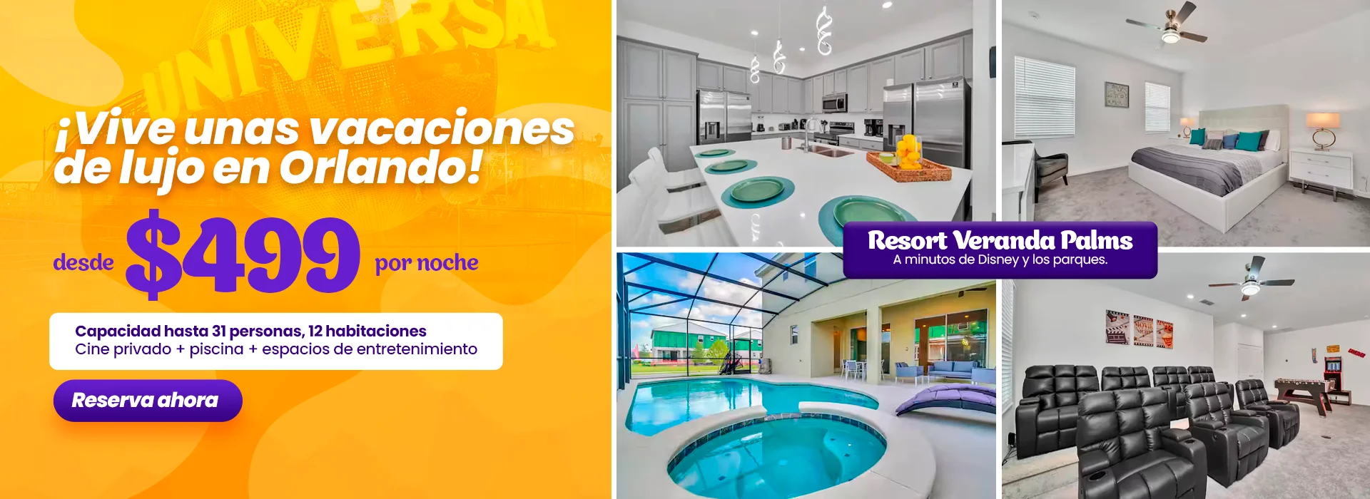 Promociones exclusivas de VIP Orlando: casas vacacionales, entradas a Disney, alquiler de autos y paquetes vacacionales