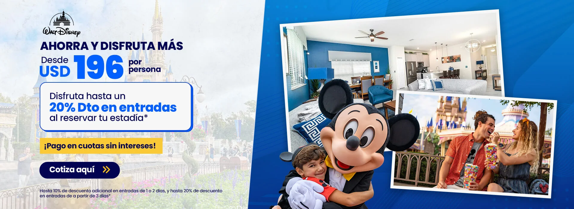 Promociones exclusivas de VIP Orlando: casas vacacionales, entradas a Disney, alquiler de autos y paquetes vacacionales