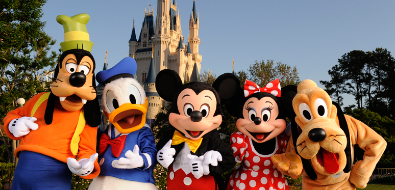 Disneylandia Orlando con Goofy, Pato Donald, Mickey, Miney y Pluto