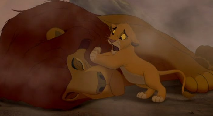 Mufasa se sacrifica por Simba