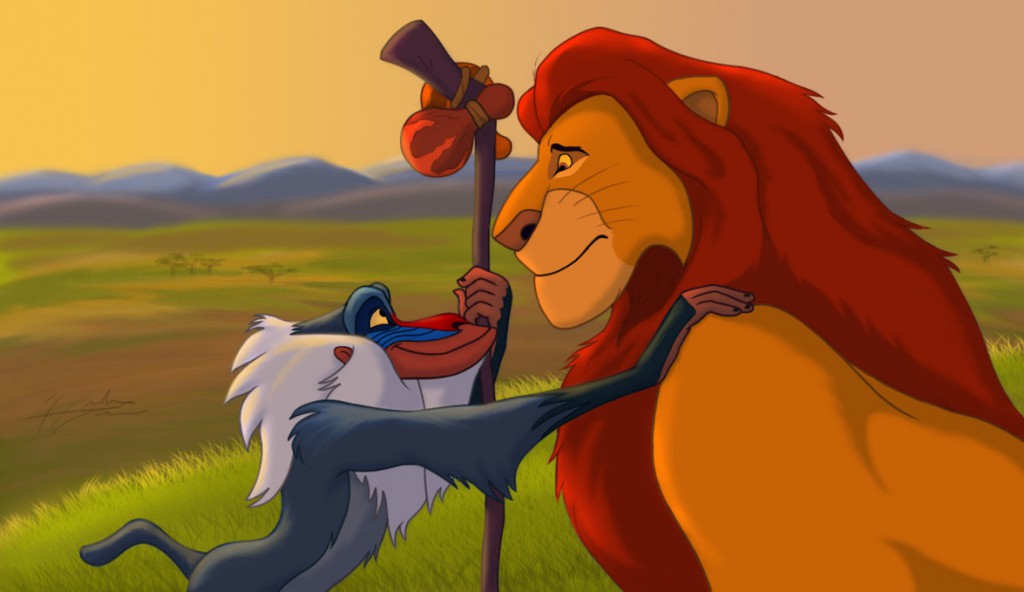 Mufasa pide a Rafiki que cuide de Simba